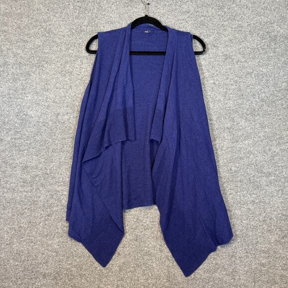 Eileen Fisher Sweater Womens 1X Blue Silk Cotton Sleeveless Cardigan Plus Size - Picture 2 of 10